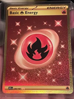 2023 Pokemon Obsidian Flames | Basic Fire Energy Gold 230/197 | Mint 🔥🔥 - Image 4
