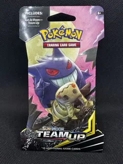 Pokemon TCG Sun & Moon Team Up Sleeved Blister Booster Pack Gengar Mimikyu - Image 1