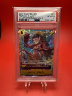 2025 ONE PIECE PROMOS ILLUSTRATION BOX VOL. 3 #109 MOMKEY D. LUFFY PSA 10 - Image 1