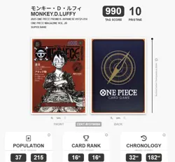 TAG PRISTINE 10 (990) Monkey D. Luffy SR Promo 2025 ST21-014 One Piece Japanese - Image 3