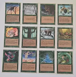 1995 Magic The Gathering Lot of 12 Green trading cards Moderately Played - Image 1