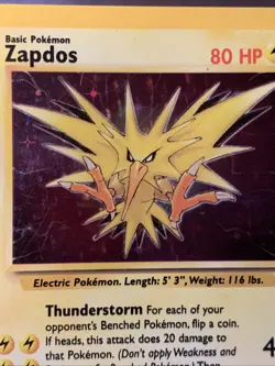 Pokemon TCG Zapdos 15/62 Fossil Set Corrected Holo Variant Rare 1999 VTG WOTC MP - Image 2