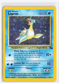 Pokemon TCG Lapras Fossil Holo #10/62 LP WOTC 1999 English - Image 1
