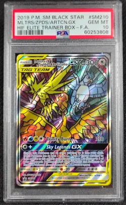 ✨ PSA 10 GEM MINT 2019 Pokemon SM210 Moltres & Zapdos & Articuno GX - Image 1