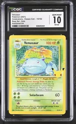 ERROR pokemon Celebrations Venusaur! Rare CGC gem mint 10 additional ink error - Image 1