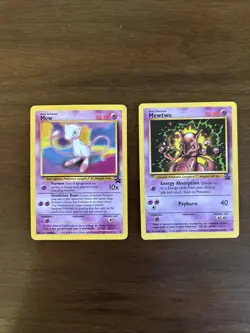 2000 Pokemon the Movie Black Star Promo Cards Mewtwo 14 NM & Mew 8 MP - Image 1