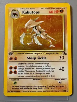Kabutops 9 / 62 Pokemon TCG First Edition Fossil Holo - Image 1