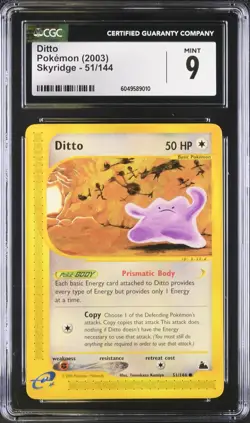 CGC 9 MINT Ditto 51/144 Skyridge Vintage WOTC 2003 Pokemon Card - Image 1
