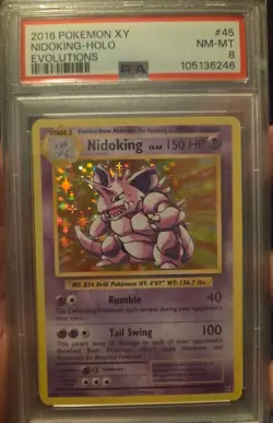 PSA 8 | 2016 Pokemon XY Evolutions Nidoking HOLO #45/108 | NM-MT Graded Card - Image 1