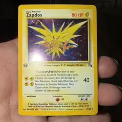 Pokemon TCG Zapdos Holo Rare Card 15/62 Fossil Unlimited (2000) WOTC 1st Ed - Image 1