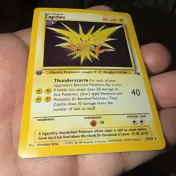 Pokemon TCG Zapdos Holo Rare Card 15/62 Fossil Unlimited (2000) WOTC 1st Ed - Image 2