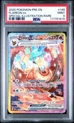 2025 POKEMON PRE EN-PRISMATIC EVOLUTIONS #146 SIR FLAREON EX PSA 9 MINT - Image 1