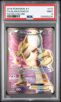 2016 POKEMON XY FATES COLLIDE #117 FULL ART/ALAKAZAM EX PSA 9 - Image 1