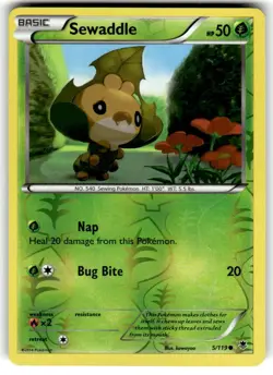 Pokemon - Sewaddle - 5/119 - Reverse Holo - Phantom Forces - NM - Image 1