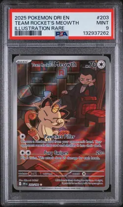 Team Rocket'S Meowth Pokemon Dri En-Destined Rivals 203 NM PSA 9 - Image 1