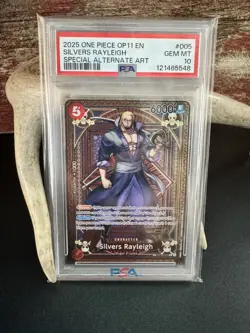 2025 One Piece OP11 EN Special Alternate Art #005 Silvers Rayleigh PSA 10 - Image 1