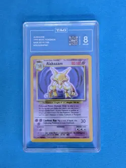 Pokemon TCG Alakazam Holo Card Base Set 1/102 TAG 8 near Mint - Image 2