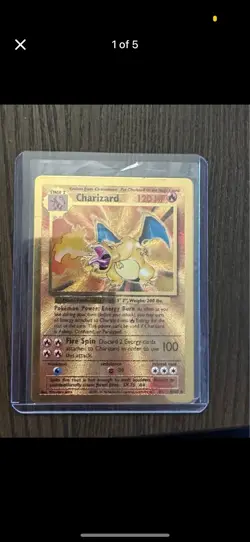 Pokemon Charizard Gold Metal Promo Card Near Mint - Image 1