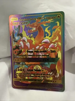 Charizard Family GX Rainbow Foil Fan Art Card Gmax Volt Crash hp100000💥💥💥 - Image 1