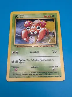 Paras Pokemon Card - Base Set 2 085/130 - Near Mint Vintage 2000 TCG - Image 3