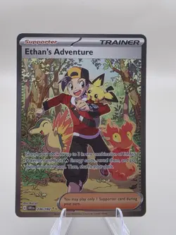 Pokemon TCG Destined Rivals Ethan's Adventure Full Art Trainer Card 236/182 Sir - Image 1