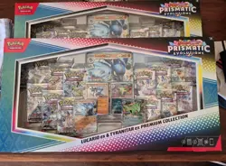 Pokemon Prismatic Evolutions Lucario & Tyranitar ex Premium Collection LOT OF 2 - Image 2