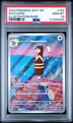 2025 POKEMON WHT EN-WHITE FLARE ILLUSTRATION RARE #153 WATCHOG PSA 10 - Image 1