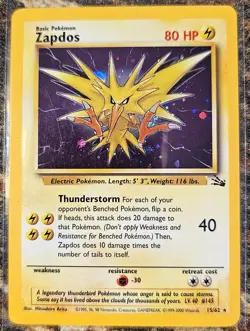 Pokemon Fossil Zapdos HOLO 15 NM or Better - Image 1