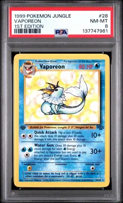 1999 Pokemon Jungle 1st Edition Vaporeon 28 PSA 8 NEAR MINT-MINT - Image 1
