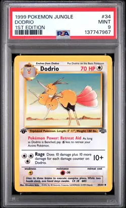 1999 Pokemon Jungle 1st Edition Dodrio 34 PSA 9 MINT - Image 1