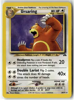 Ursaring ⭐ 34/75 Rare Neo Discovery 2001 Pokemon LP - Image 1