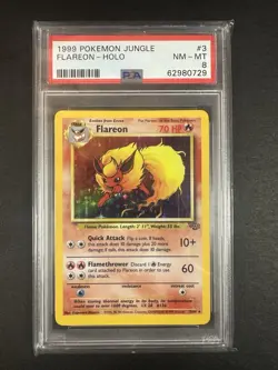 1999 POKEMON JUNGLE #3 FLAREON-HOLO PSA 8 - Image 1