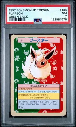 1997 POKEMON JPN TOPSUN GREEN BACK #136 FLAREON PSA 7 - Image 1