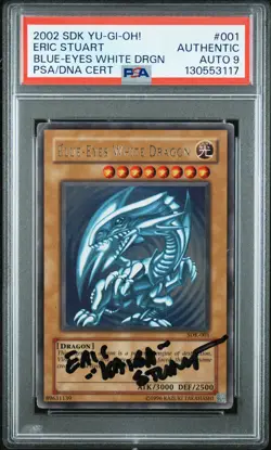 2002 YU-GI-OH! STARTER DECK: KAIBA BLUE-EYES WHITE DRAGON PSA AUTHENTIC AUTO 9 - Image 1