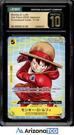 One Piece 2025 Monkey D. Luffy P-106 Japanese Promo BLACK LABEL CGC 10 - Image 1