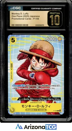 One Piece 2025 Monkey D. Luffy P-106 Japanese Promo BLACK LABEL CGC 10 - Image 1