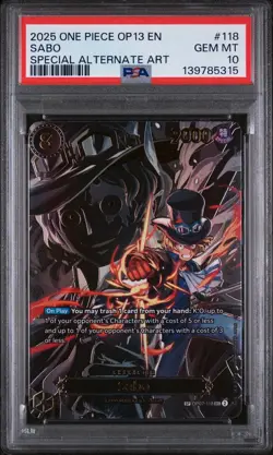 2025 ONE PIECE OP13-CARRYING ON HIS WILL #118 SABO SPECIAL ALTERNATE ART PSA 10 - Image 1