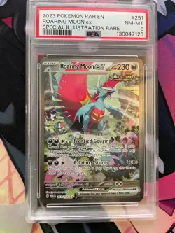 Pokemon 2023 EN: SV Paradox Rift SIR Roaring Moon EX Card 251/182 NM-MT PSA 8 - Image 1