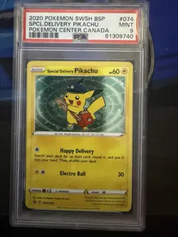 Special Delivery Pikachu SWSH074 SWSH: Sword & Shield Promo Cards Holo PSA 9 - Image 1