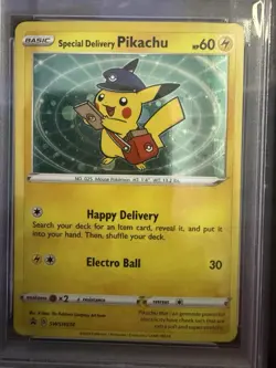 Special Delivery Pikachu SWSH074 SWSH: Sword & Shield Promo Cards Holo PSA 9 - Image 2