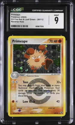 CGC 9 MINT Primeape EX Fire Red & Leaf Green 28/112 Reverse Holo Pokemon Card - Image 1