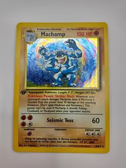Pokemon Holofoil Card Machamp 8/102 1st Edition - Image 1