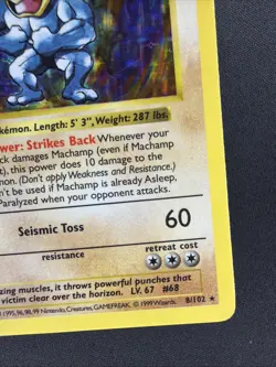 Machamp 8/102 Base Set (Shadowless) 1st Edition Holo Rare Pokemon Card MP/LP - Image 4