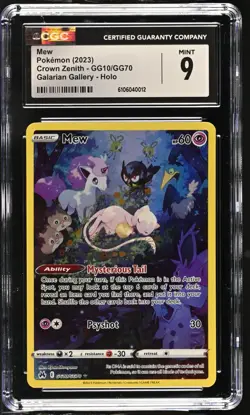 2023 Pokemon Sword & Shield Crown Zenith Galarian Gallery Mew #GG10/GG70 CGC 9 - Image 1
