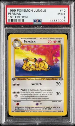 1999 POKEMON JUNGLE 1ST ED #42 PERSIAN PSA 9 - Image 1