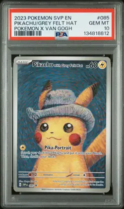 2023 POKEMON SVP EN-SV BLACK STAR PROMO #085 PIKACHU WITH GREY FELT HAT PSA 10 - Image 1