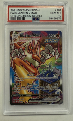Pokemon TCG Blaziken Vmax 201/198 Chilling Reign Alternate Art Secret PSA 10 - Image 1