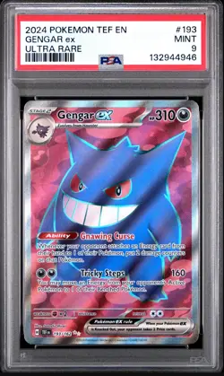 Gengar 193/162 EX Holo PSA 9 SV05: Temporal Forces Pokemon Full Art - Image 1