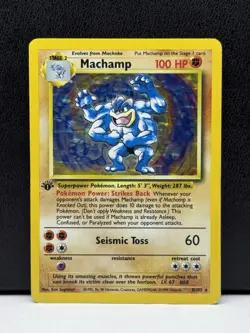 Pokemon TCG Deck Exclusives 1st Edition Machamp Holo Rare 8/102 Vintage WOTC MP - Image 1