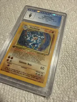 CGC 9 MINT Machamp 1999 Base Set 1st Edition 8/102 Cosmos Holo Pokemon - Image 5